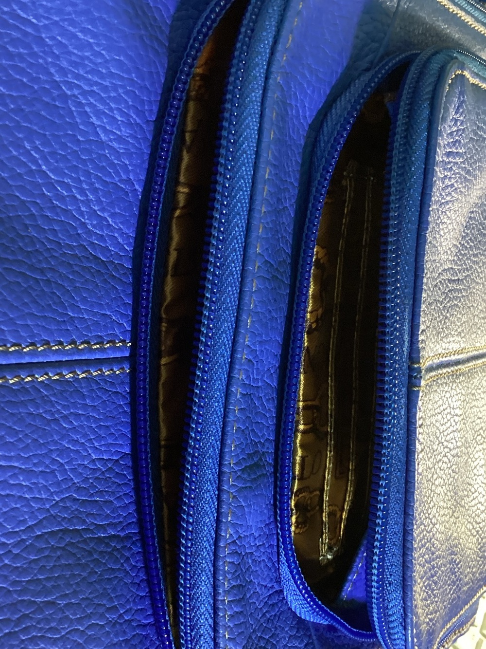 Bright Blue Tignanello Leather backpack Bag with Signature Lining - Picture 4 of 5